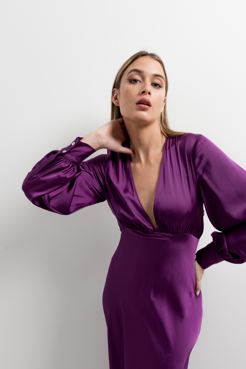 VESTIDO MIDI SATINADO - Imagen 2